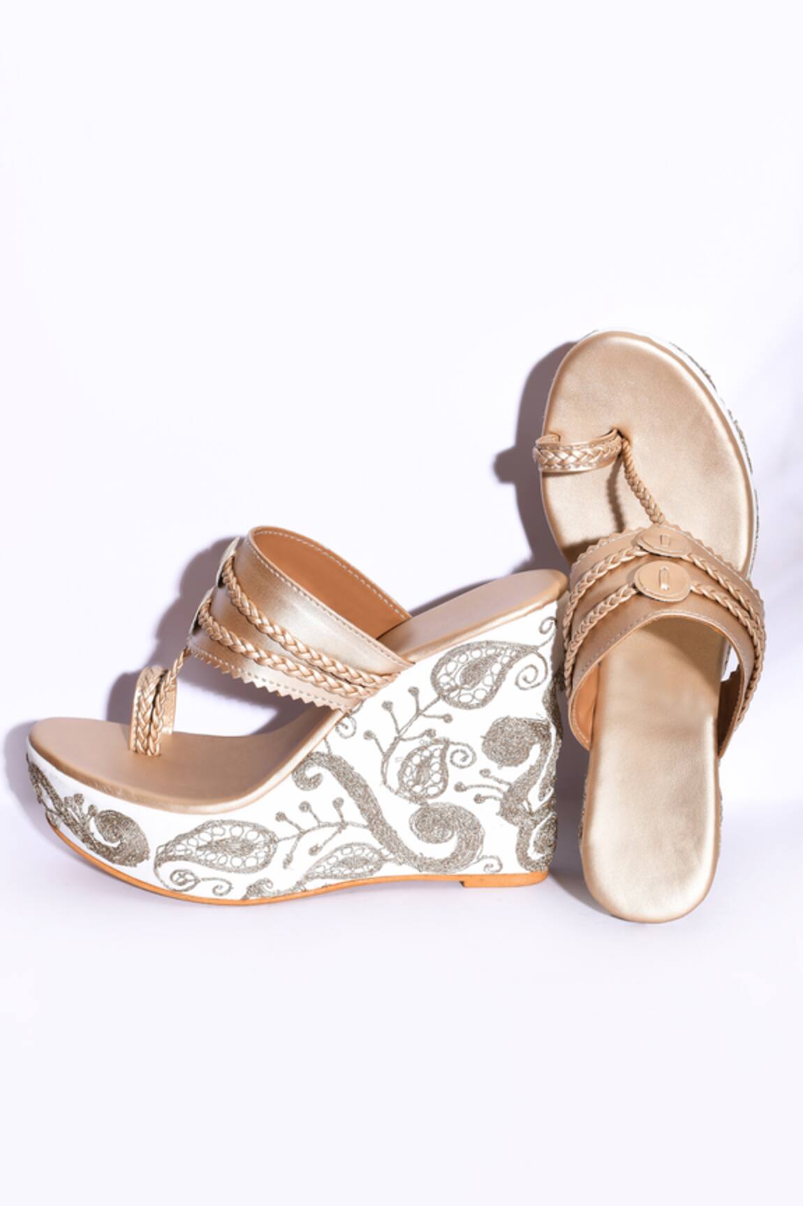 Naintara Bajaj Floral Embroidered Wedges