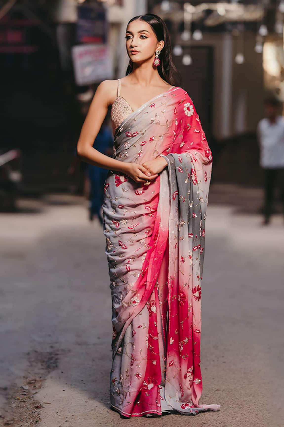 Priyal Bhardwaj Floral Embroidered Saree