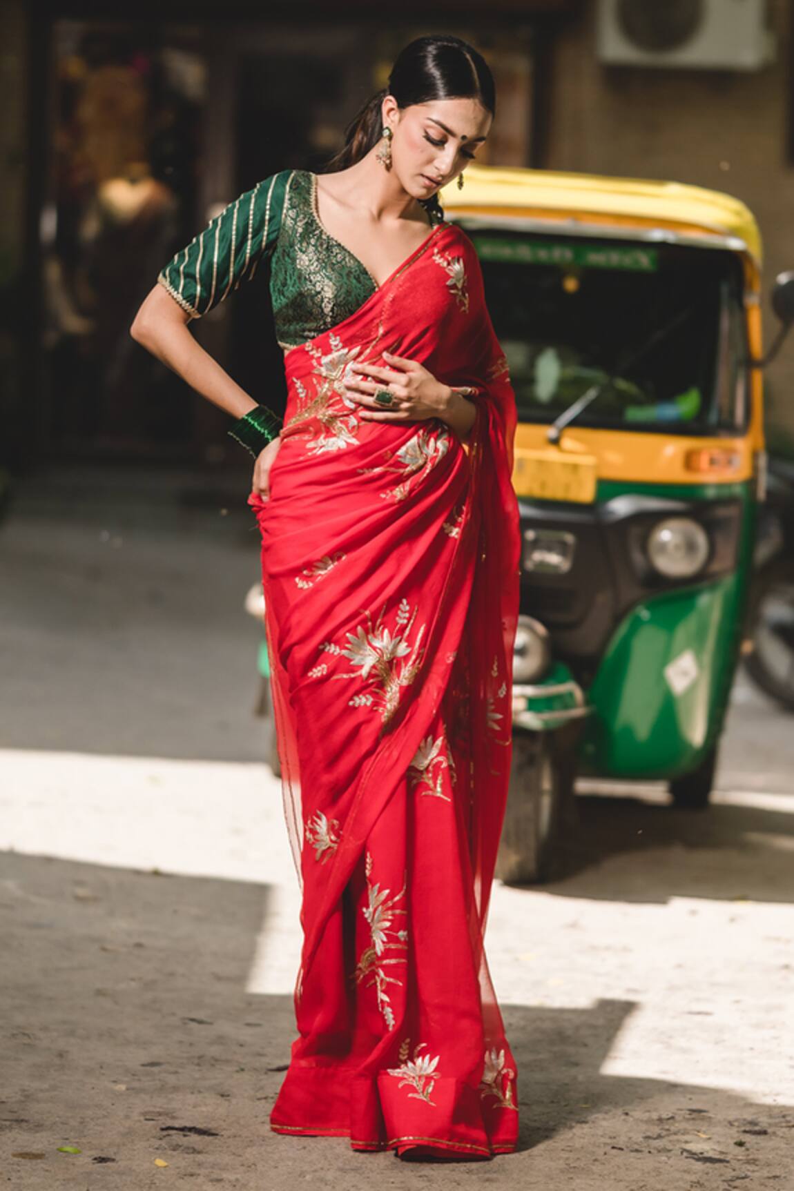 Priyal Bhardwaj Floral Motif Embroidered Saree