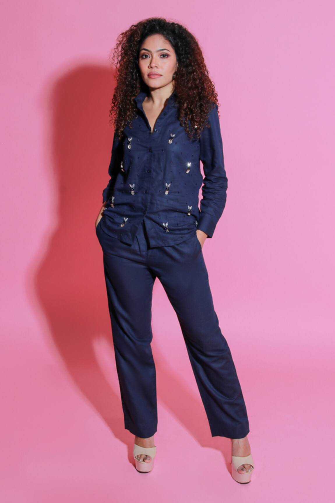 Echke Hand Embroidered Shirt With Pant