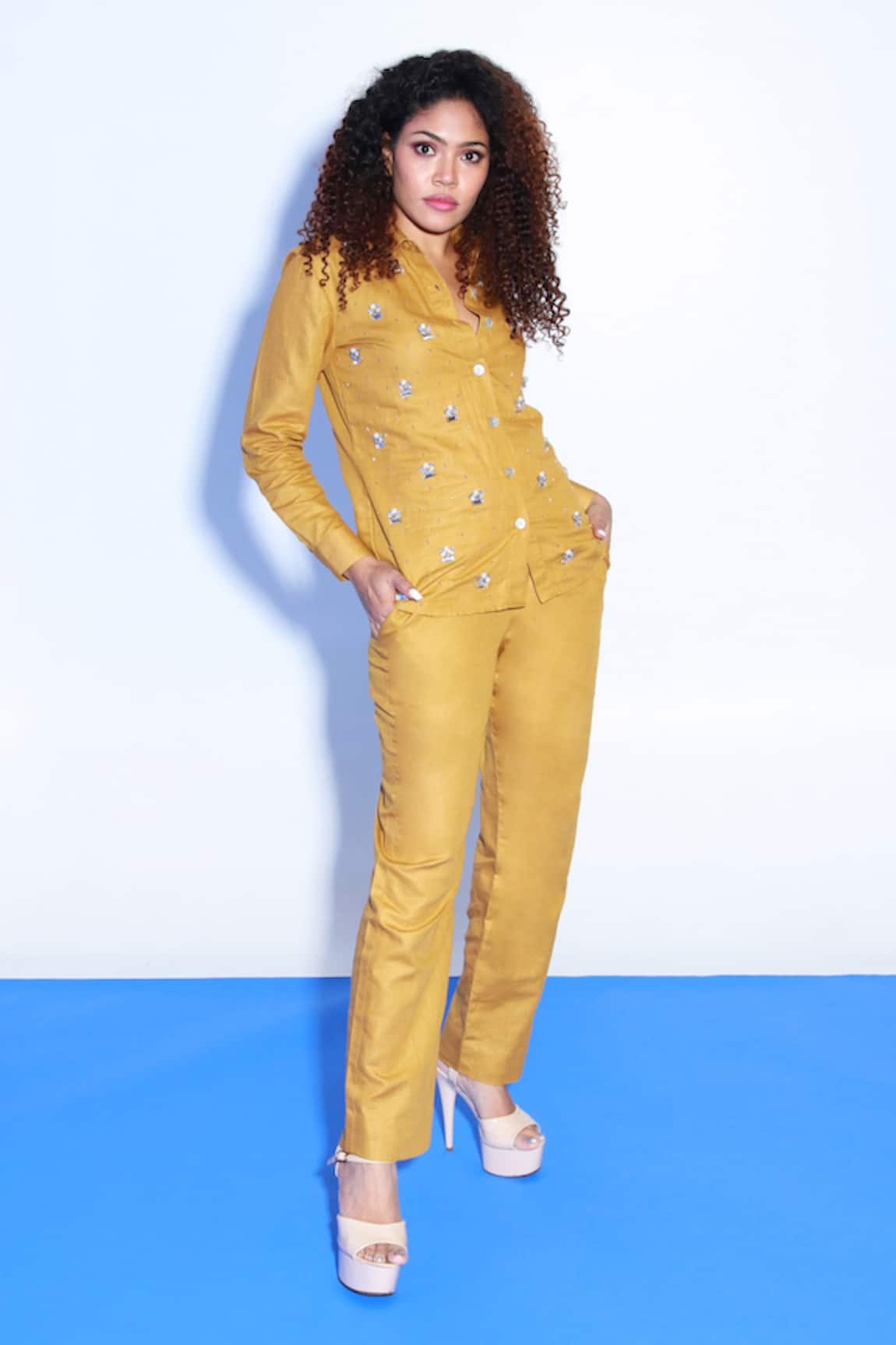 Echke Full Sleeve Hand Embroidered Shirt With Pant