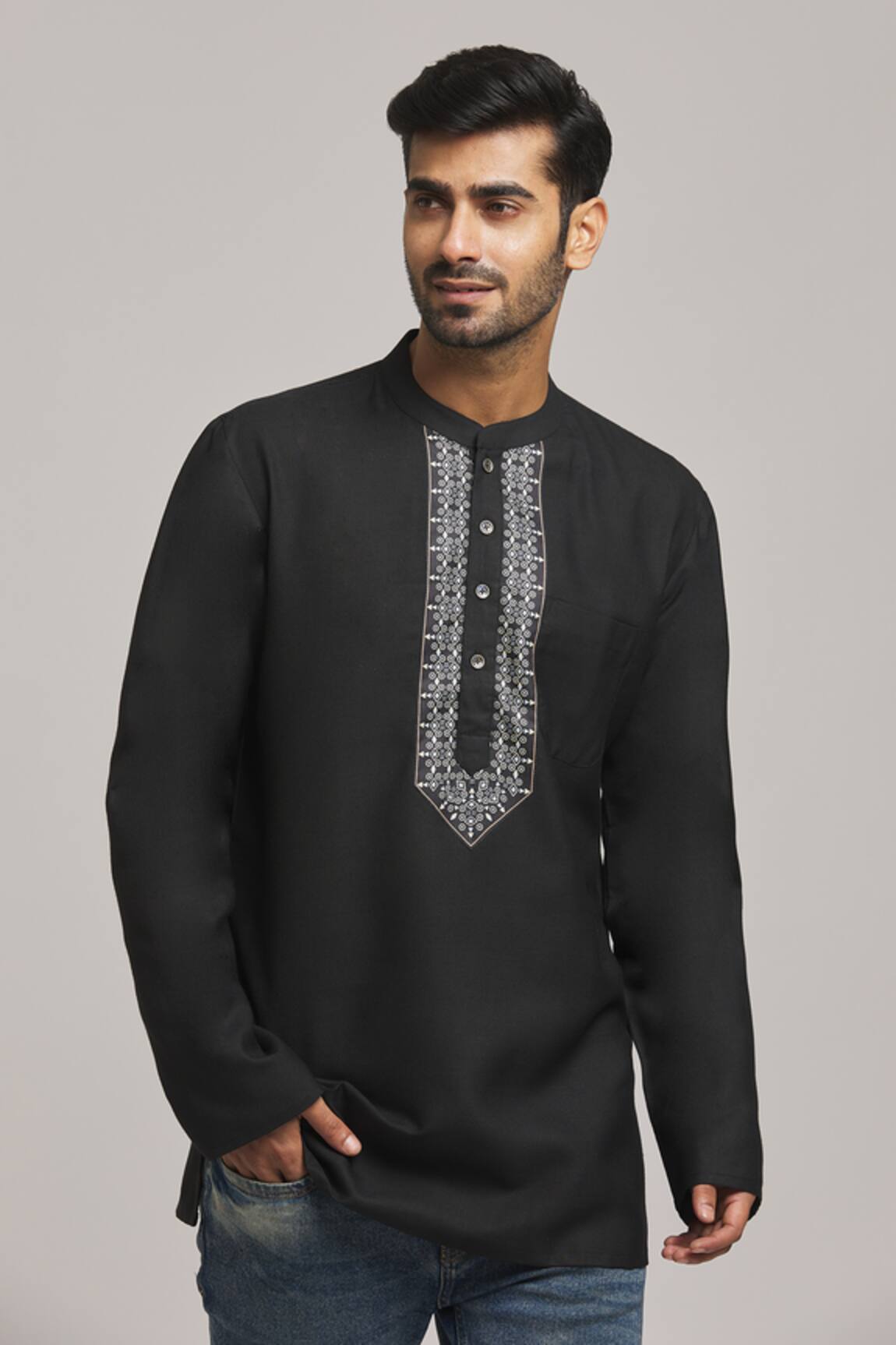 Arihant Rai Sinha Geometric Placket Print Kurta 