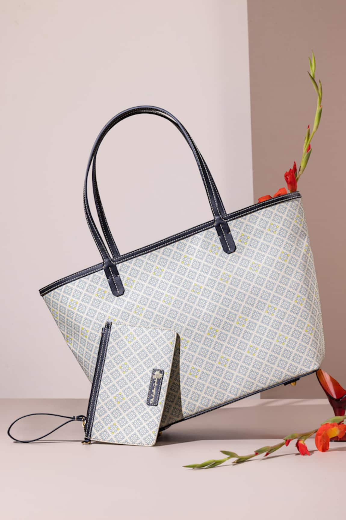 The Leather Garden Malibu Geometric Pattern Tote Bag