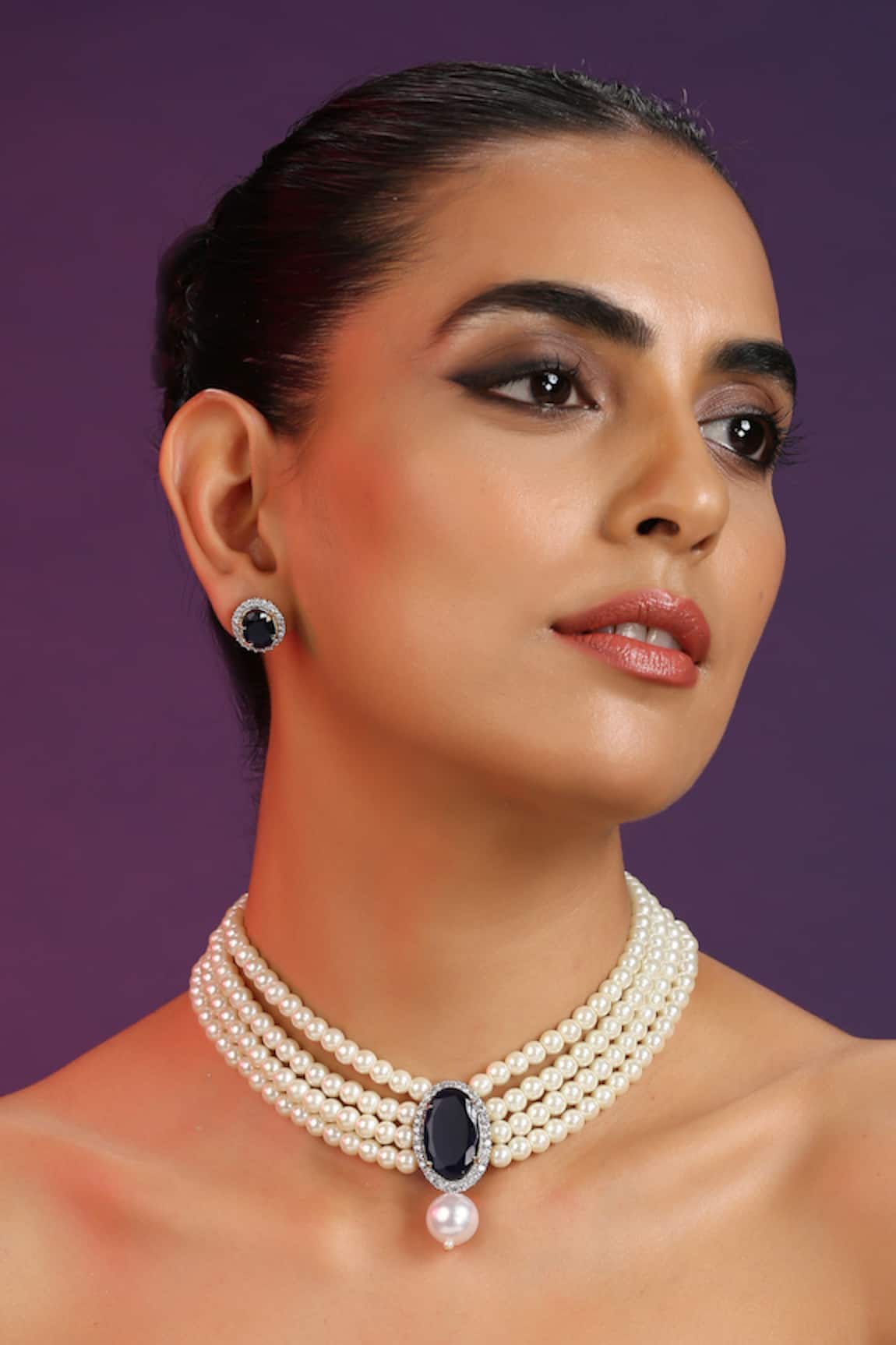 Swabhimann Pearl Embellished Necklace Set 