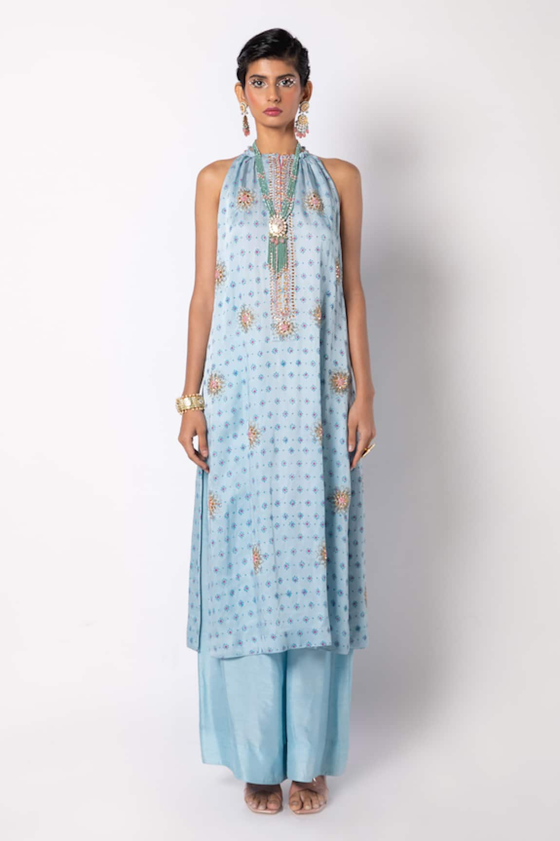 Labbada Block Print Embroidered Kurta & Pant Set