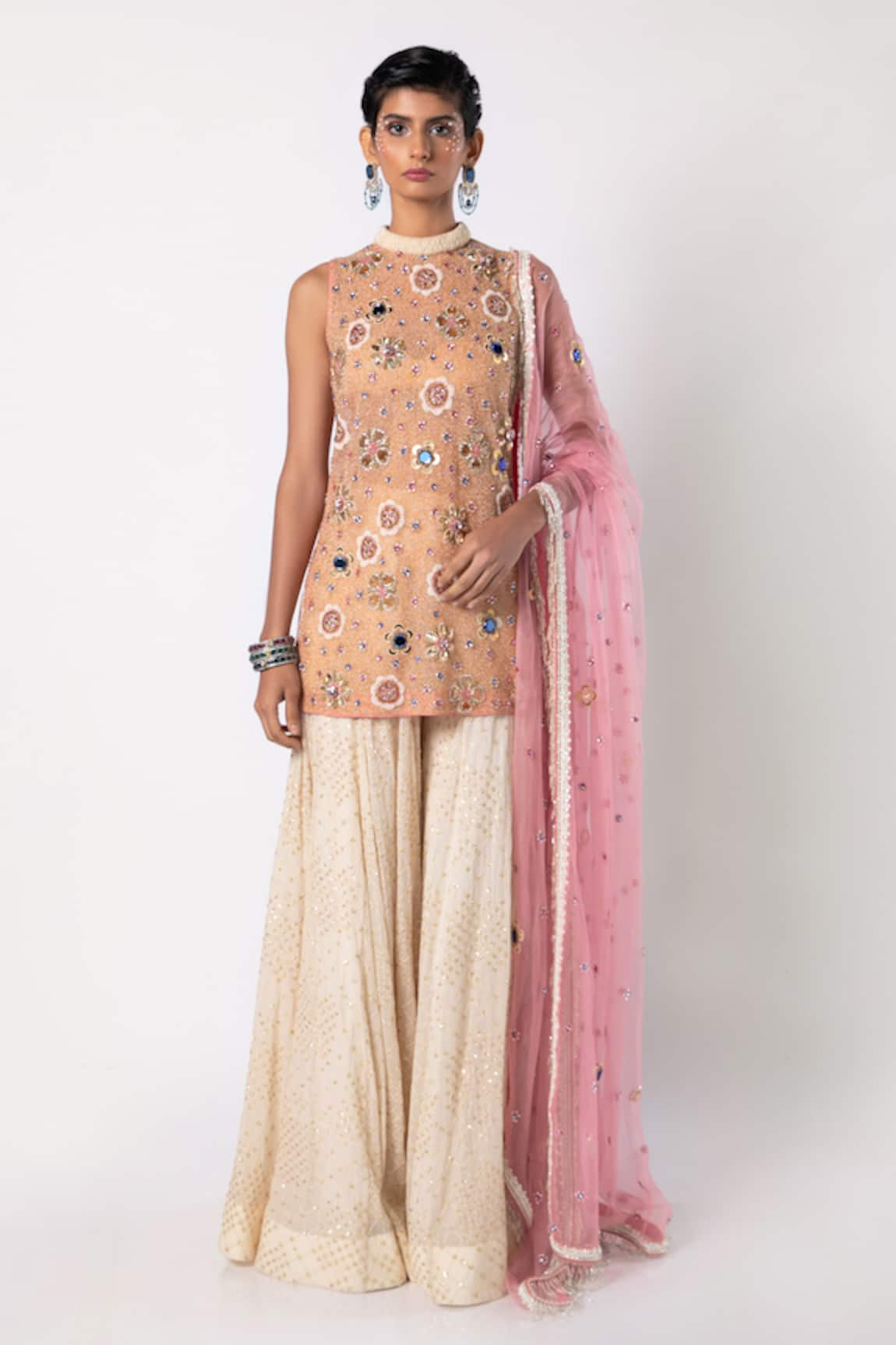 Labbada Hand Embroidered Kurta & Sharara Set