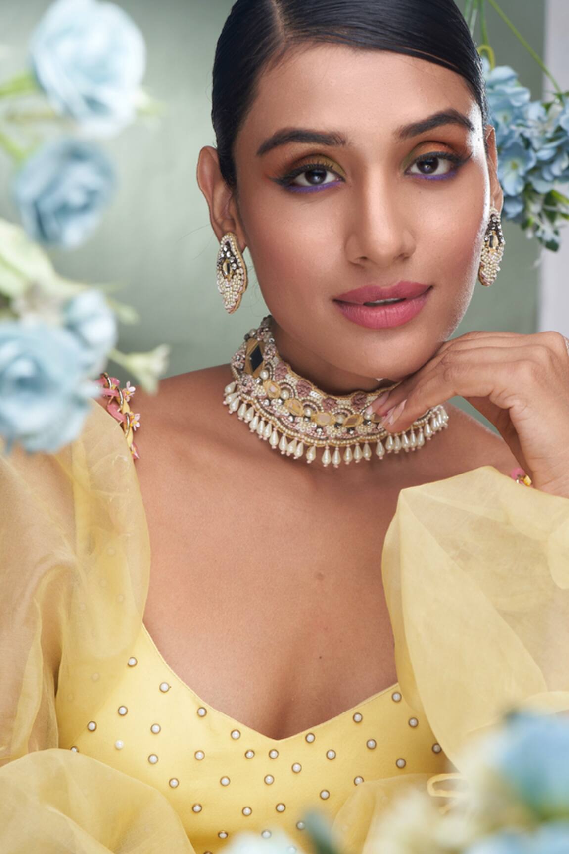 Torque By Merge Mirror Embellished Choker Set