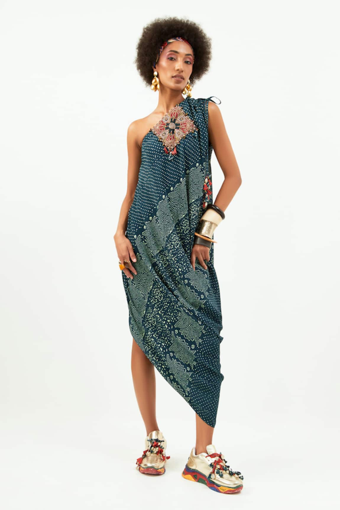 Aseem Kapoor Rasa One-Shoulder Draped Dress