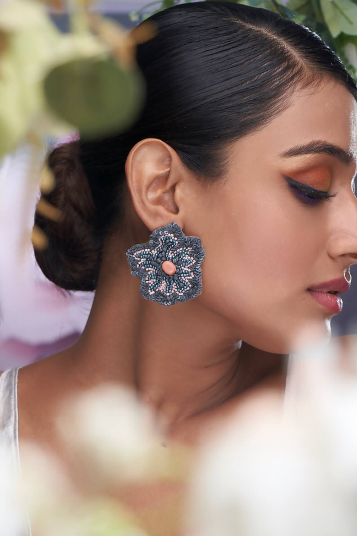 Torque By Merge Bead & Sequin Embroidered Earrings