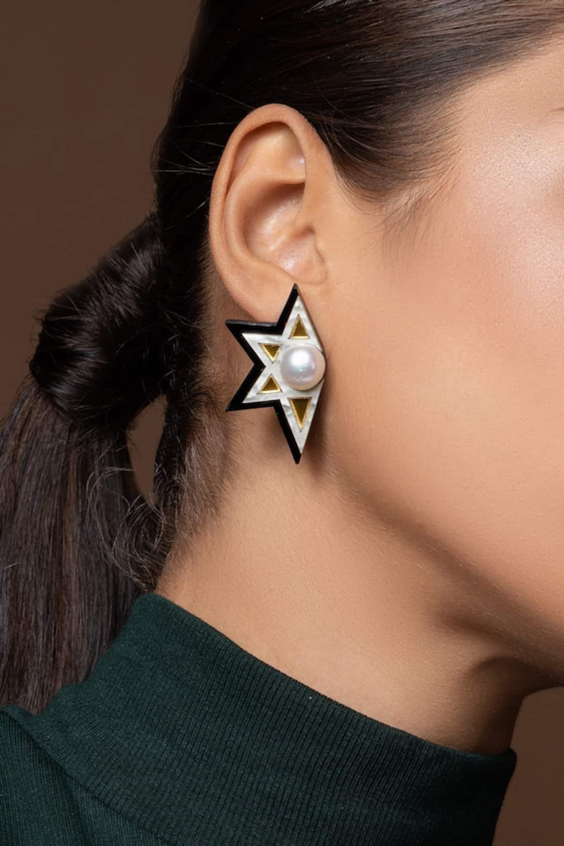 Prachi Gupta Astral Geometric Pattern Stud Earrings