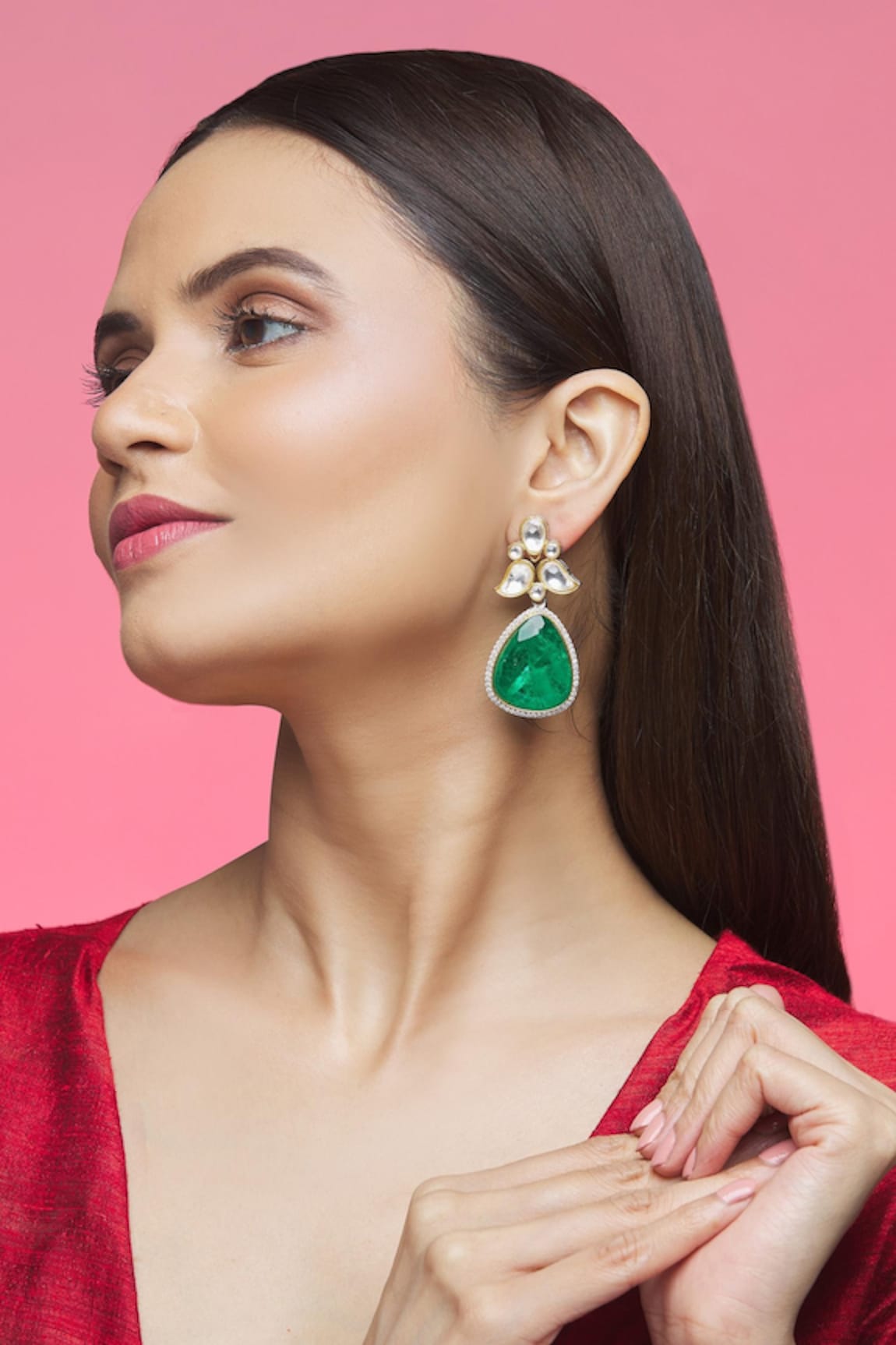 Khushi Jewels Stone Embellished Dangler Earrings