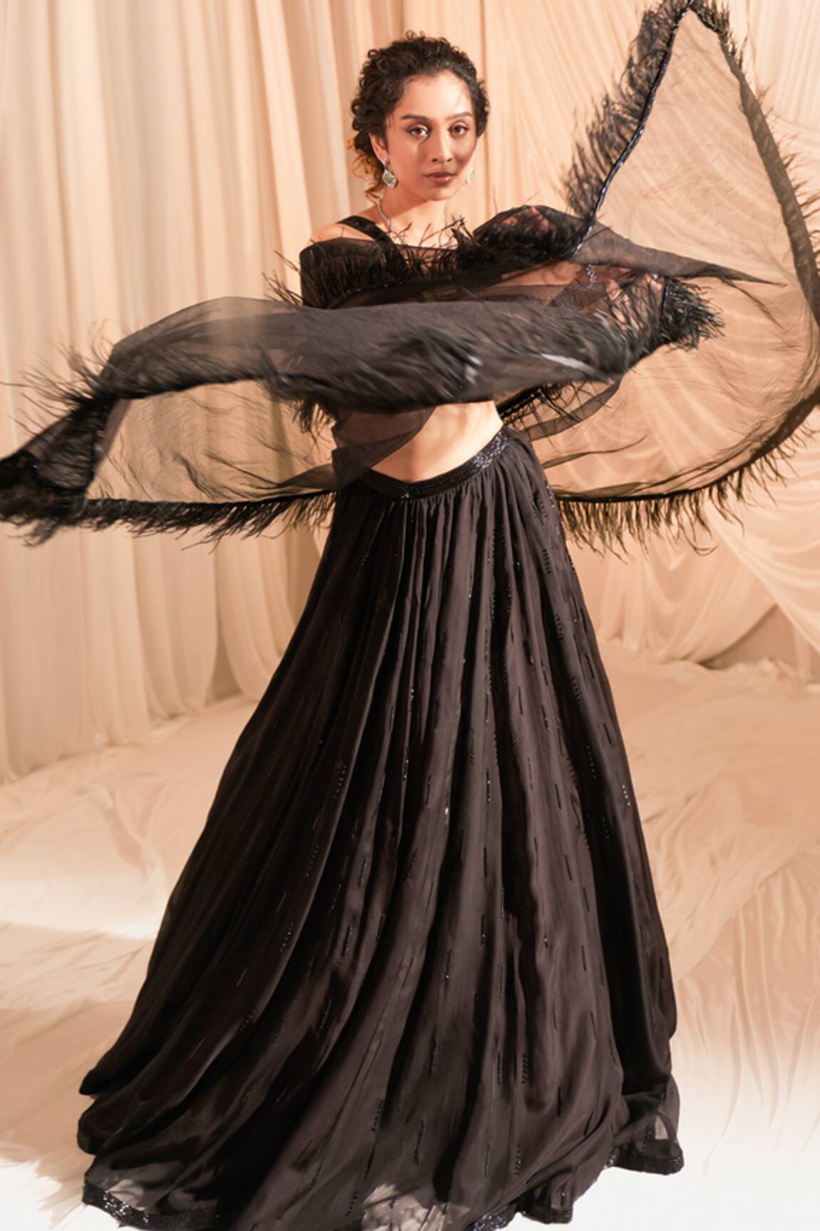 Aakansha Gupta Opal Stripe Embroidered Lehenga Set