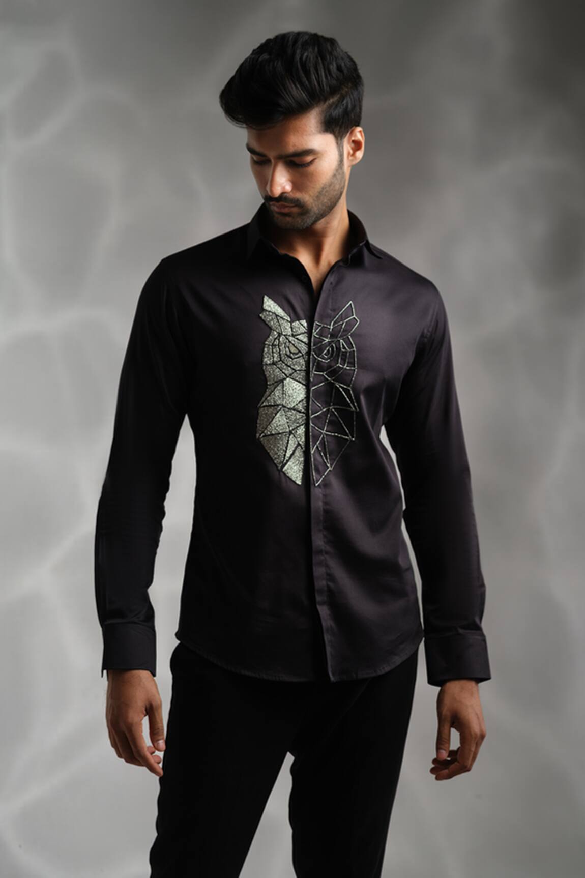 Sanjana Reddy Designs Big Owl Embroidered Cotton Shirt 