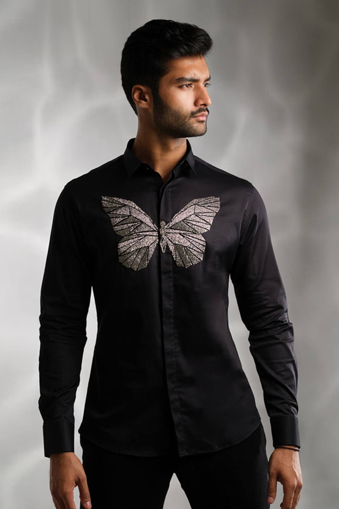 Sanjana Reddy Designs Butterfly Embroidered Cotton Shirt