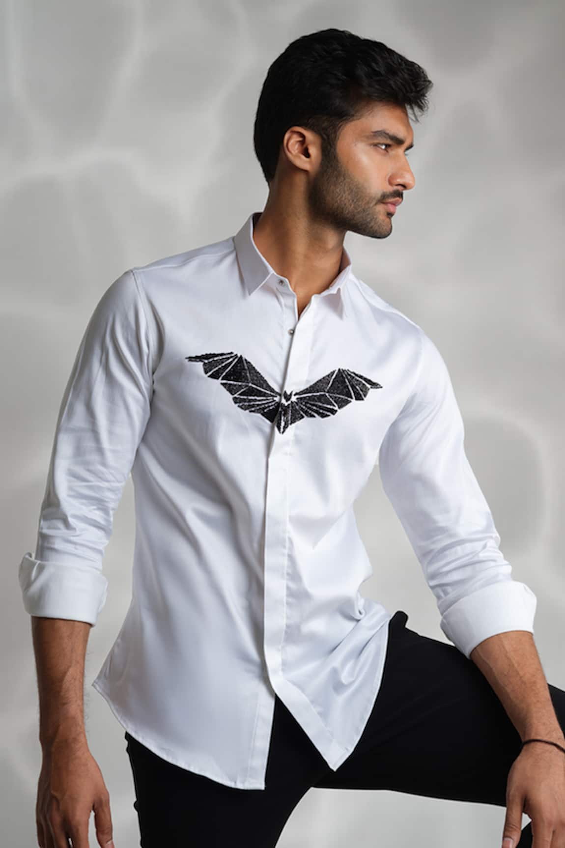 Sanjana Reddy Designs Bat Embroidered Shirt 