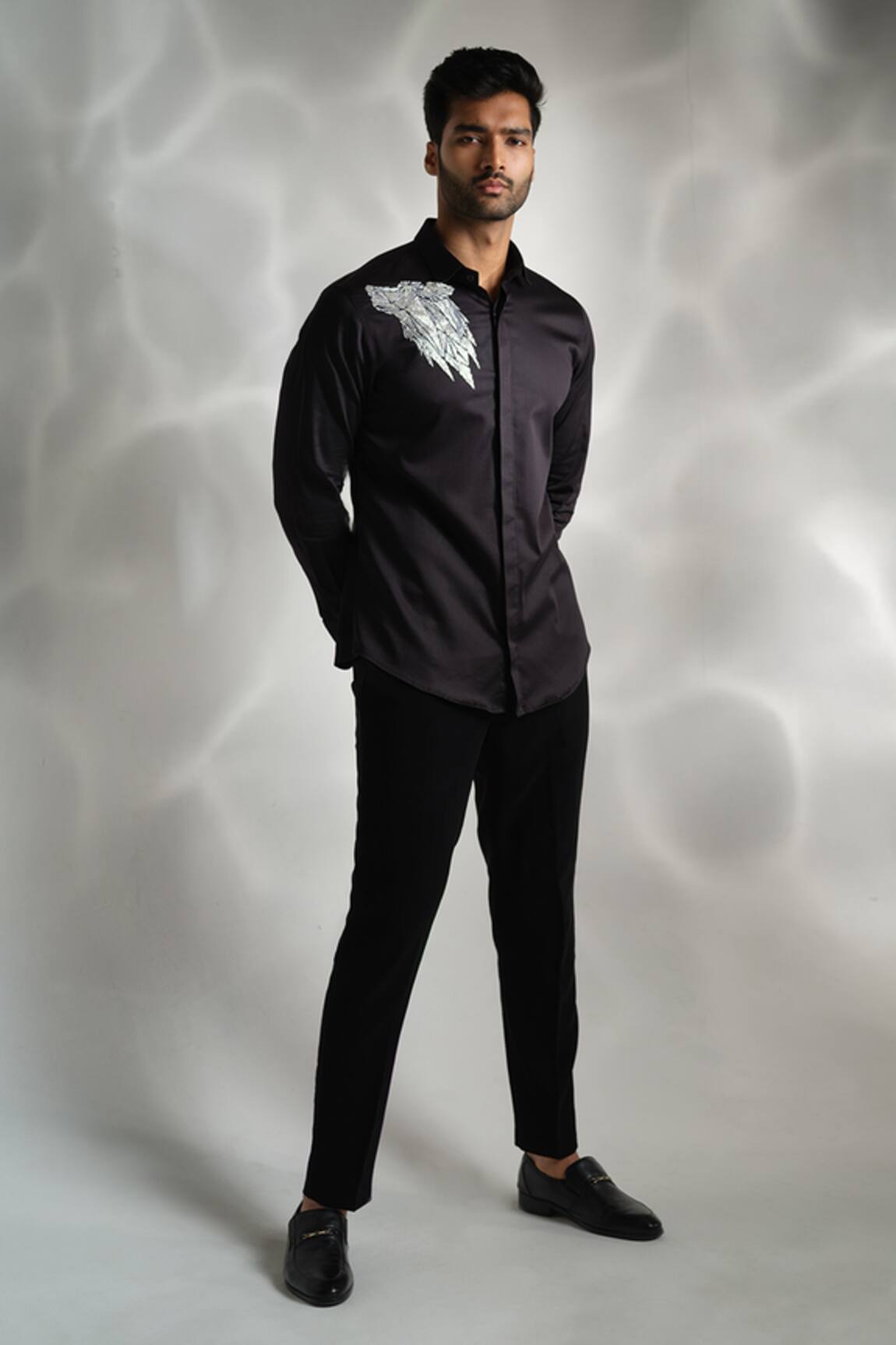 Sanjana Reddy Designs Cotton Wolf Embroidered Shirt