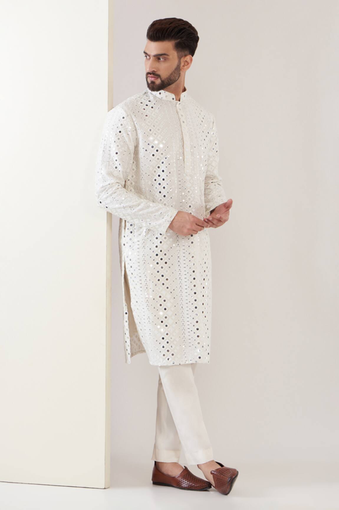 Kasbah Silk Mirror Work Kurta With Pant 