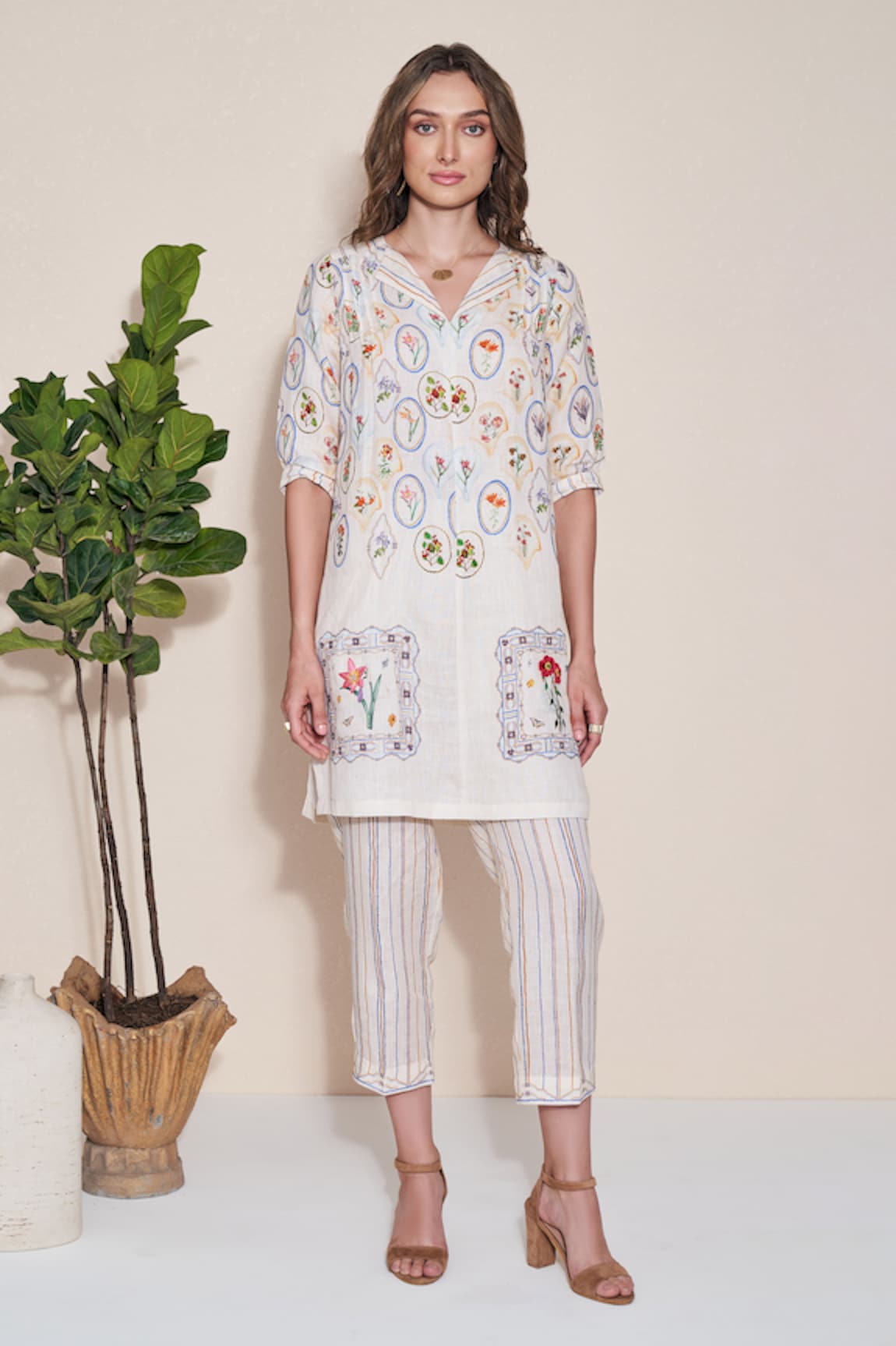 Pozruh by Aiman Magpie Printed Hemp Tunic