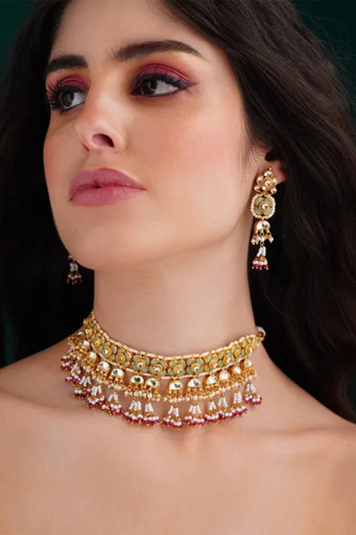 Maisara Bead Embellished Choker Necklace Set