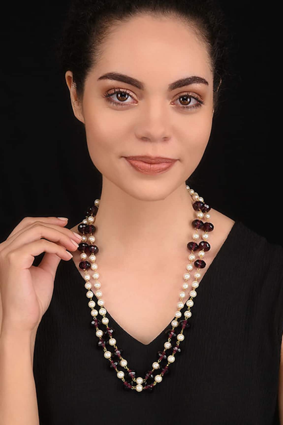Maisara Pearl & Amethyst Embellished Necklace