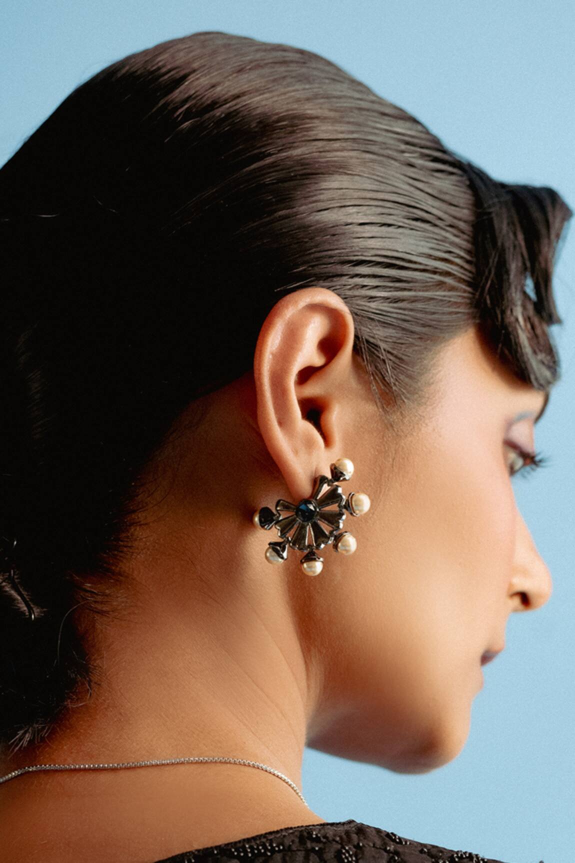 Esme By Aashna Dalmia The Old Daisy Pearl Embellished Hoops 