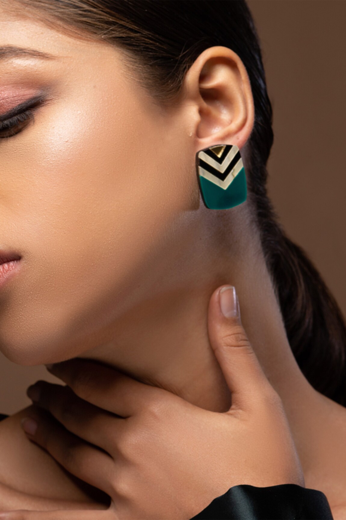 Prachi Gupta Jaspe Chevron Pattern Stud Earrings