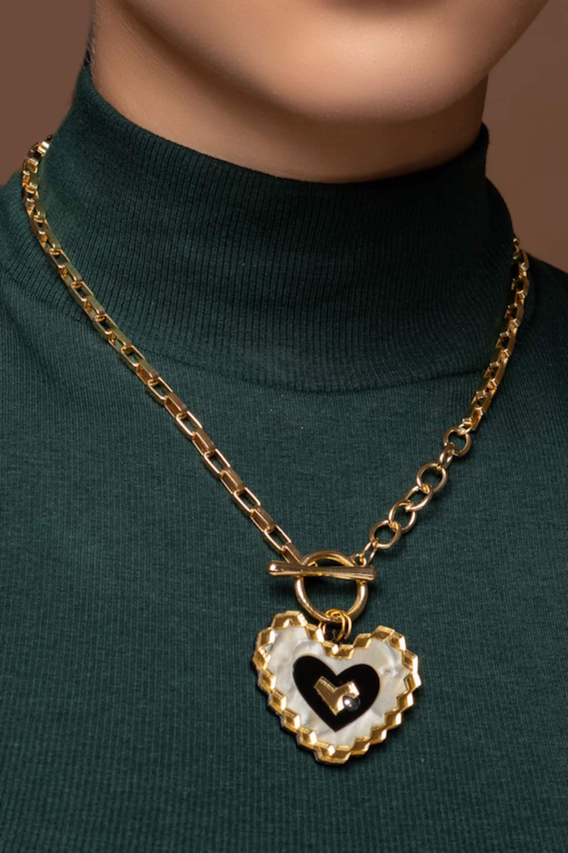 Prachi Gupta Heart Shaped Toggle Link Necklace