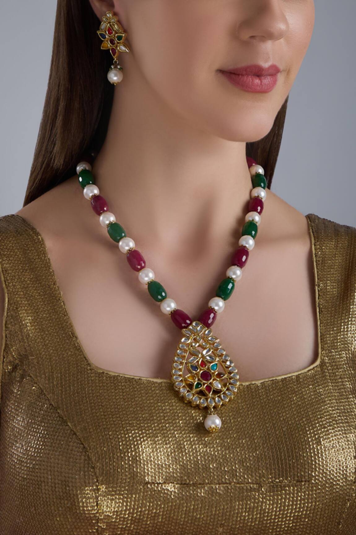 Posh By Rathore Bead Necklace Set