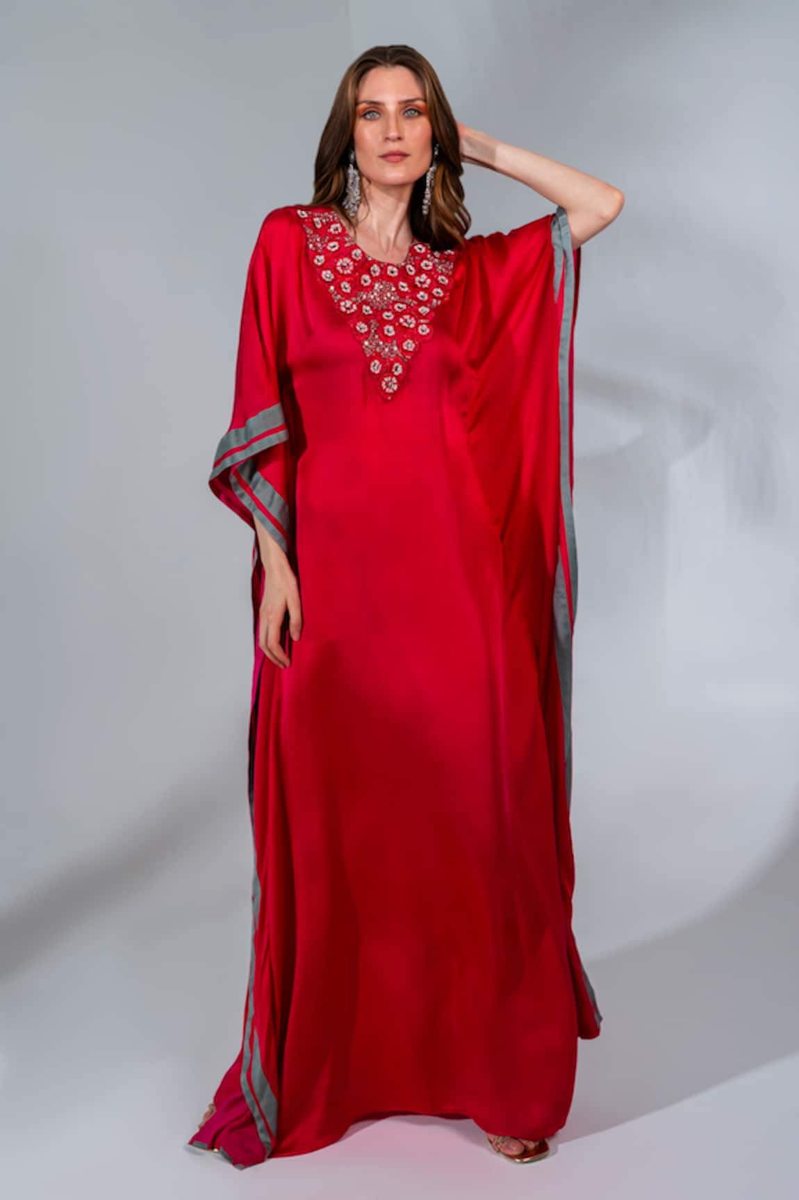 Neha Khullar Sequin & Pearl Embroidered Kaftan 