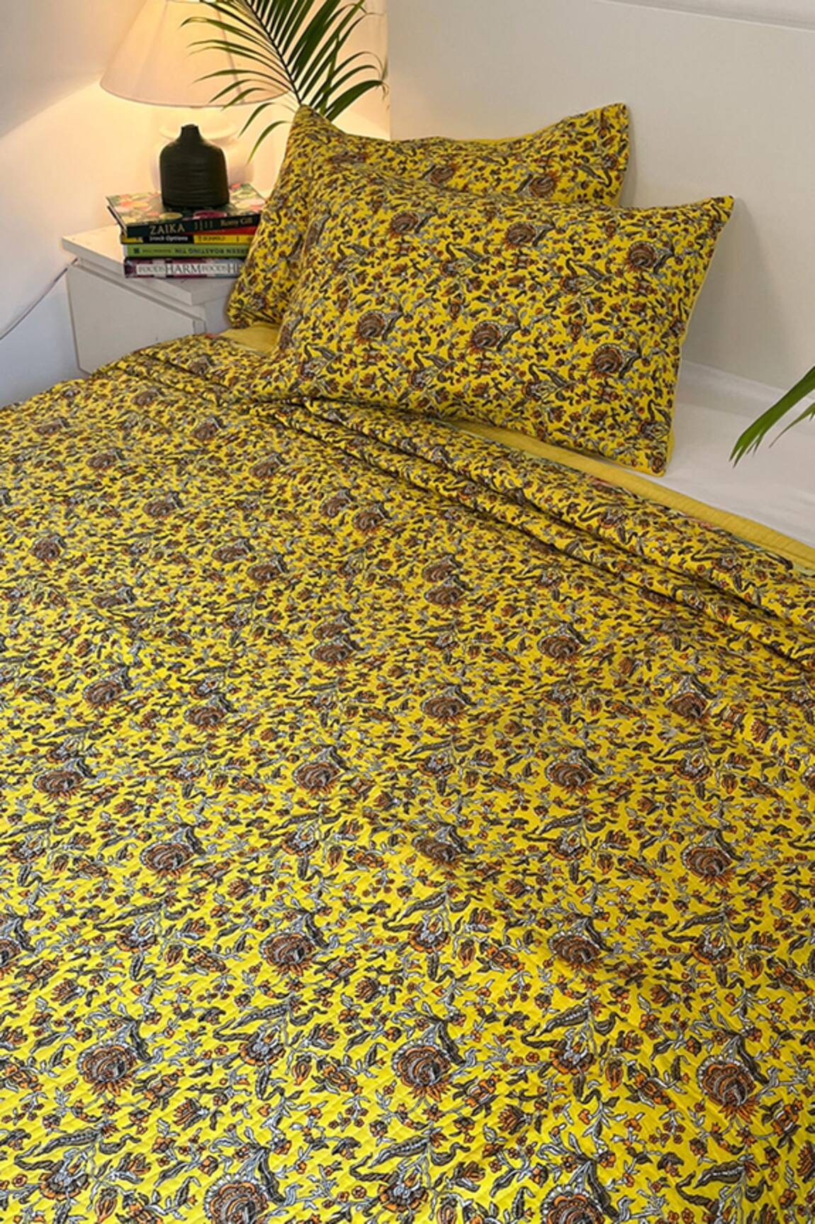 CocoBee Floral Hand Block Print Bedcover Set