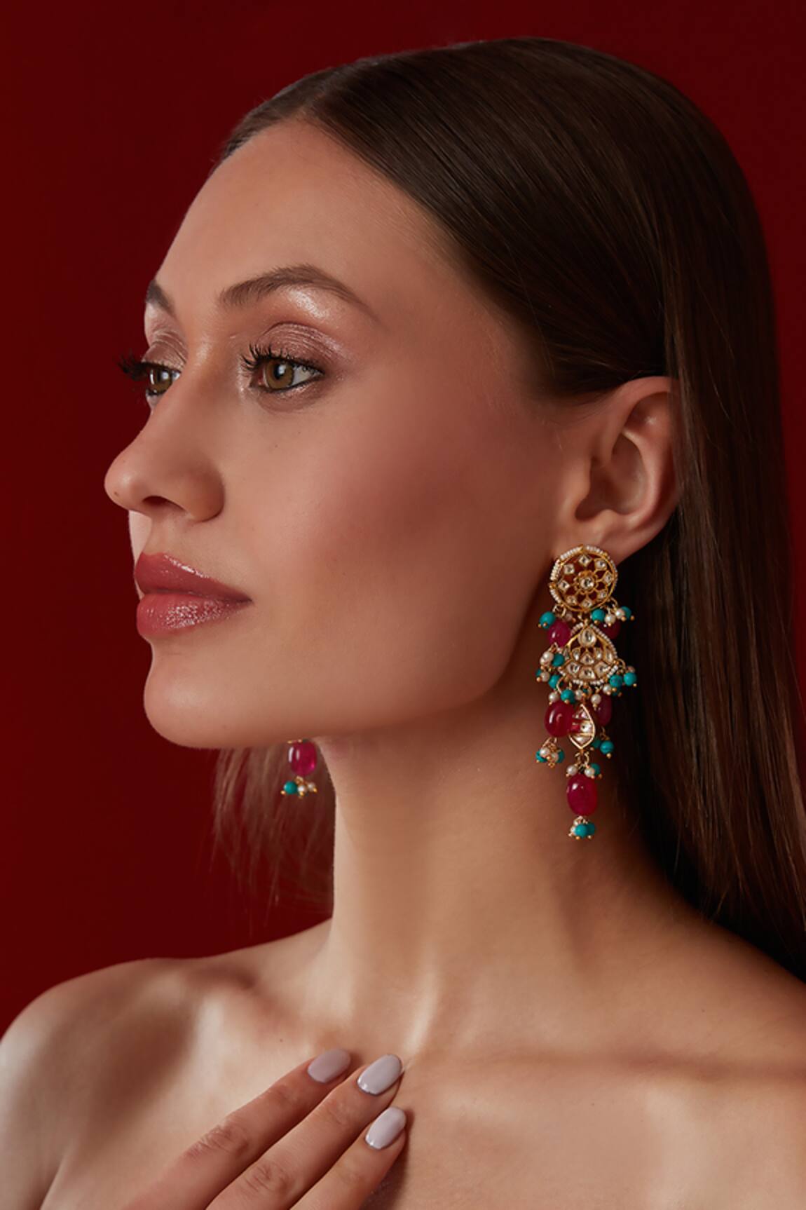 Paisley Pop Multicolored Natural Stones Embellished Earrings