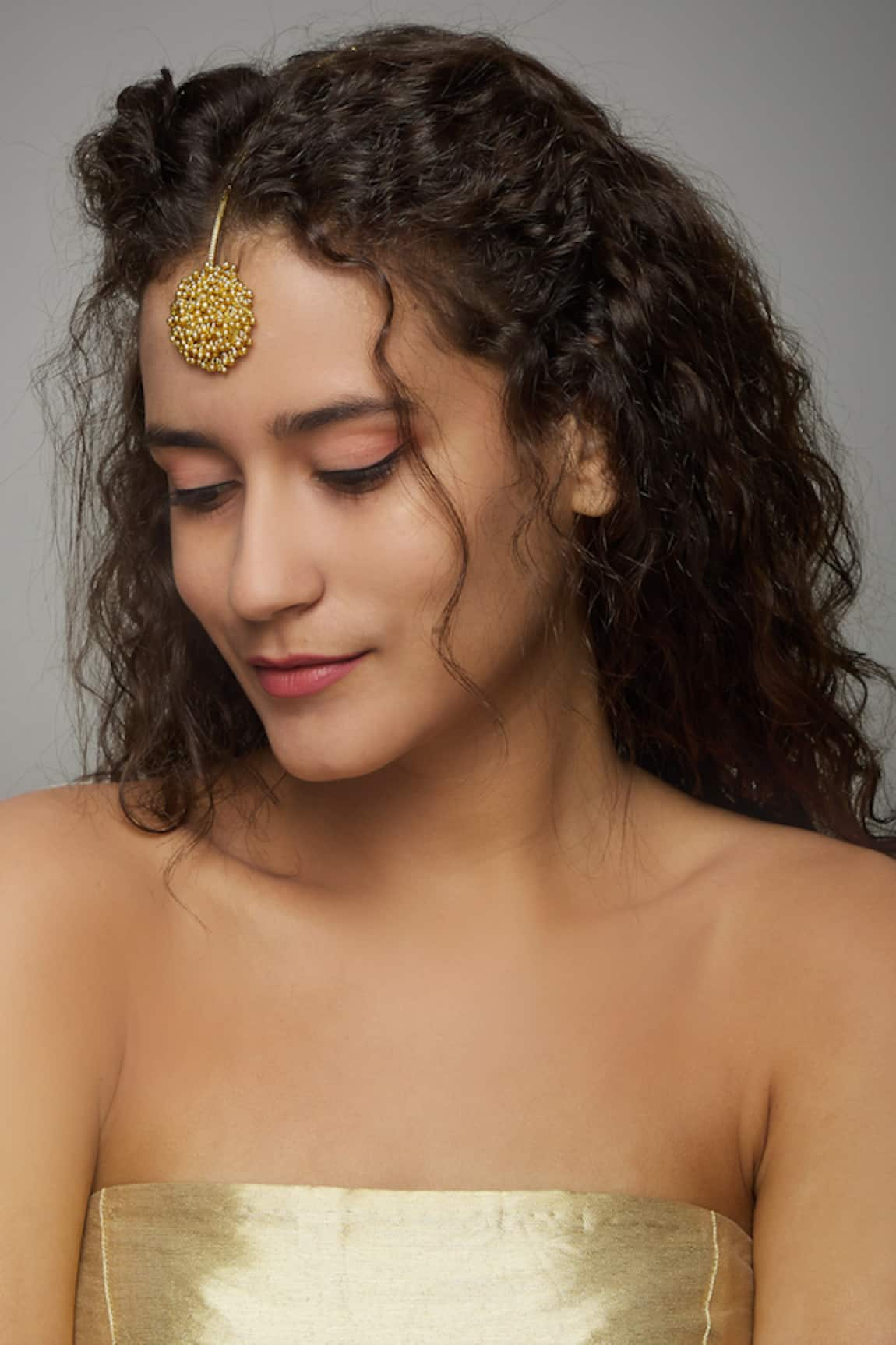 Mira by Radhika Jain Studded Bead Cluster Maangtikka