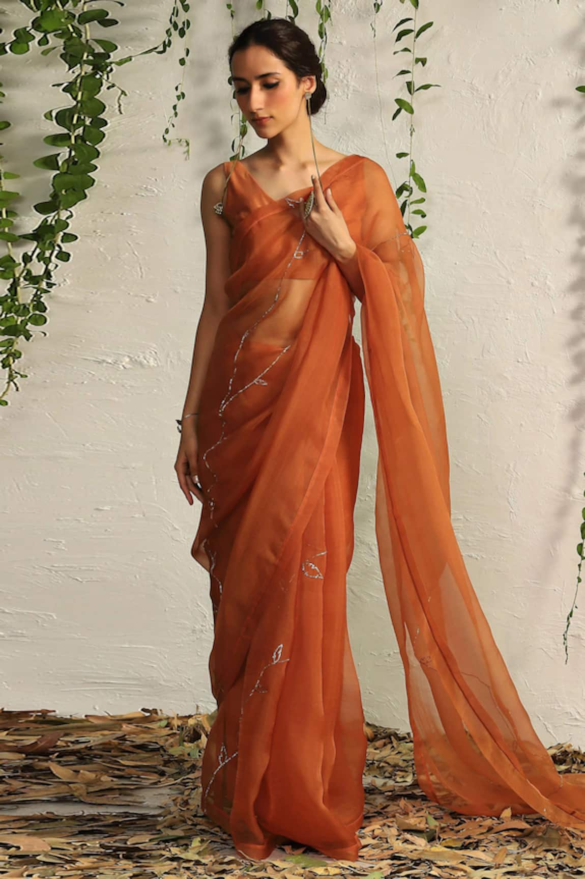 Charkhee Nakshi Work Saree With Chanderi Blouse