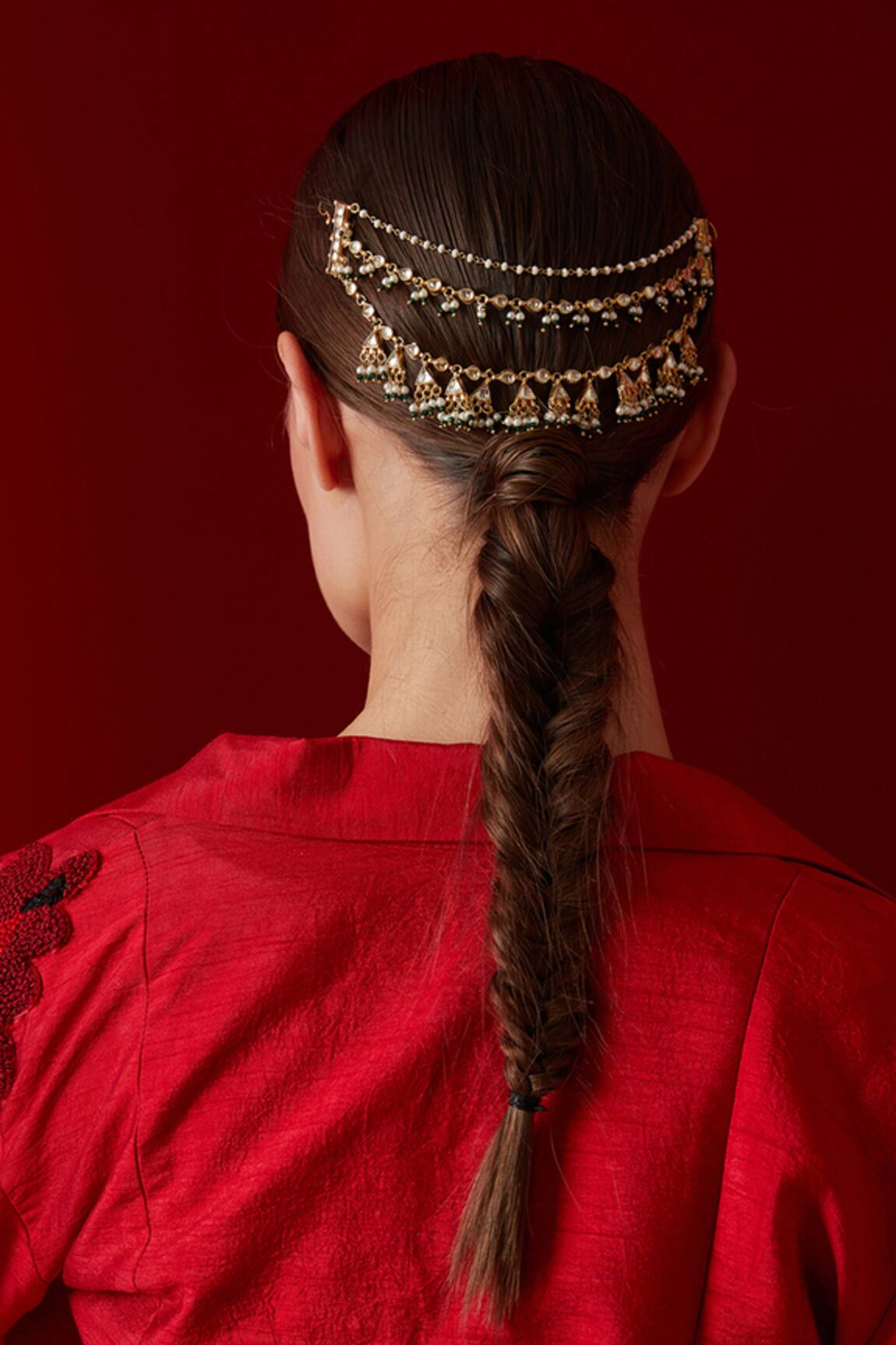 Paisley Pop Kundan Embellished Braid Pin 
