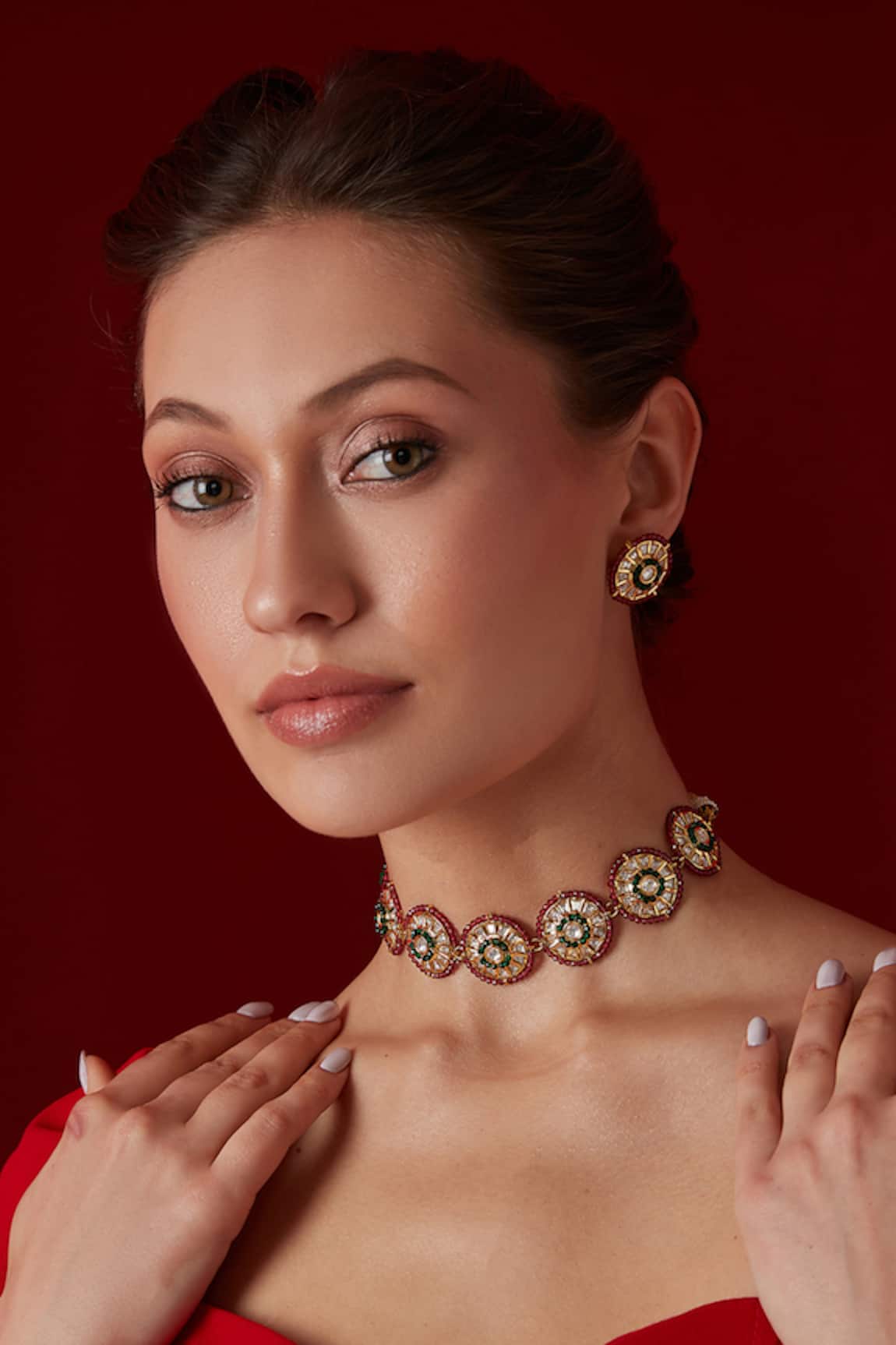 Paisley Pop Polki Embellished Choker Jewellery Set