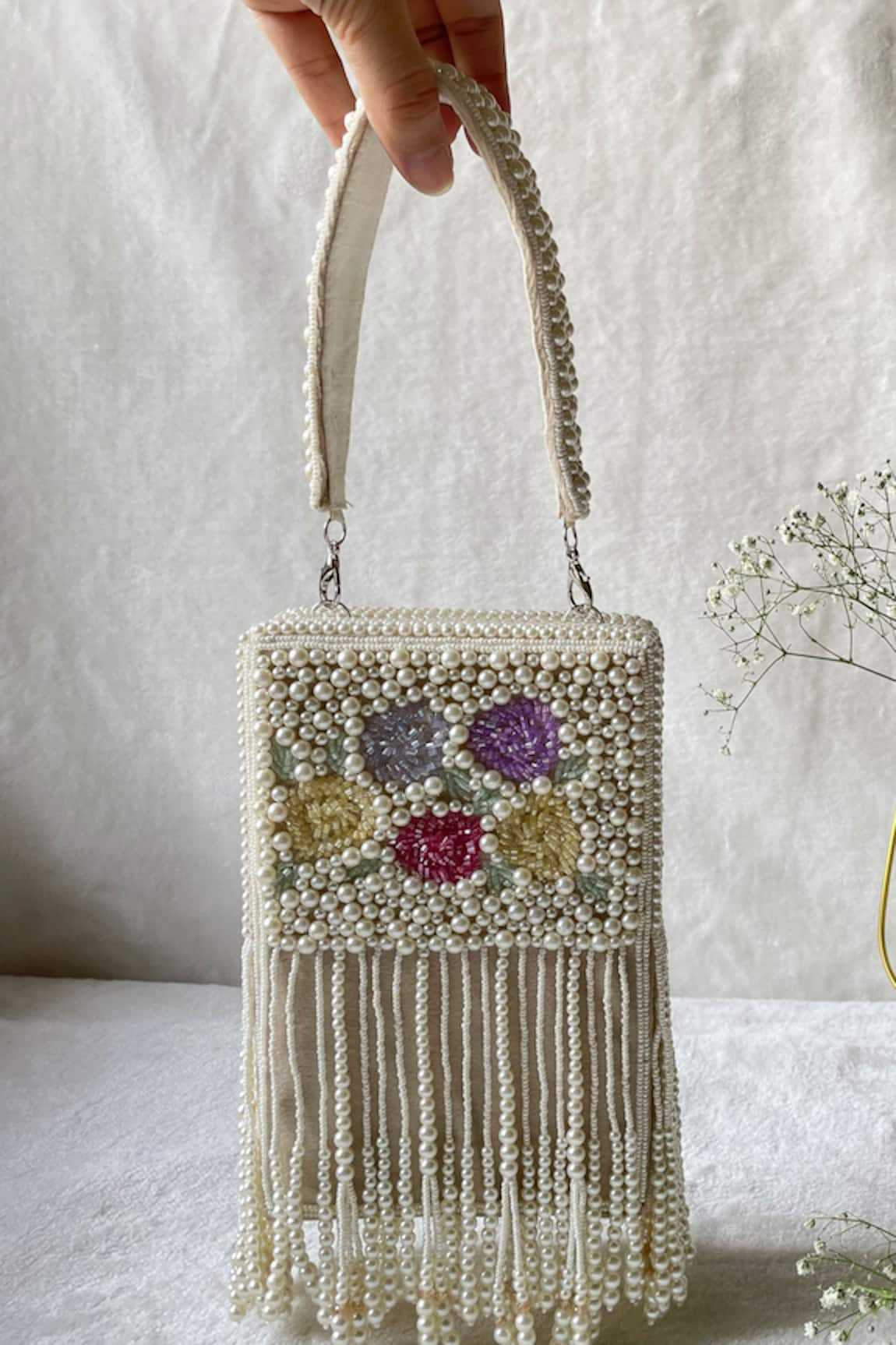 Kreivo by Vamanshi Damania Beads Embellished Silk Bucket Bag