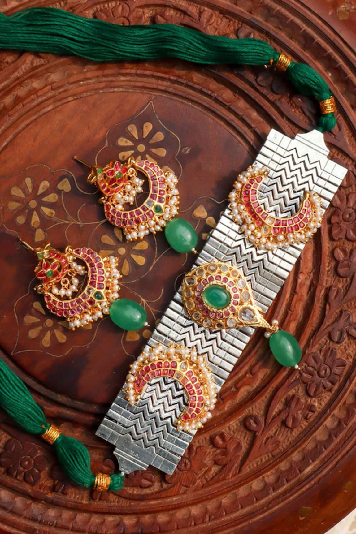 Zevar King Crescent Moon & Tear Drop Embellished Necklace Set