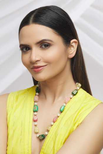 Just Shradhas Handpainted Beaded Necklace 