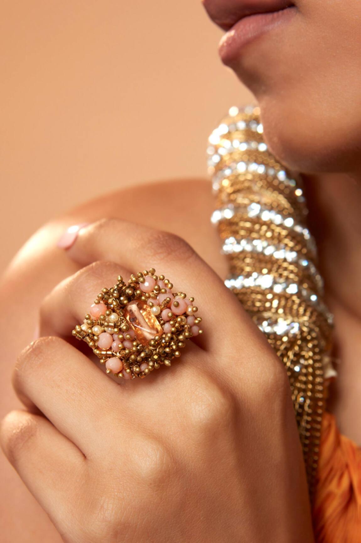 House of D'oro Cluster Beaded Ring