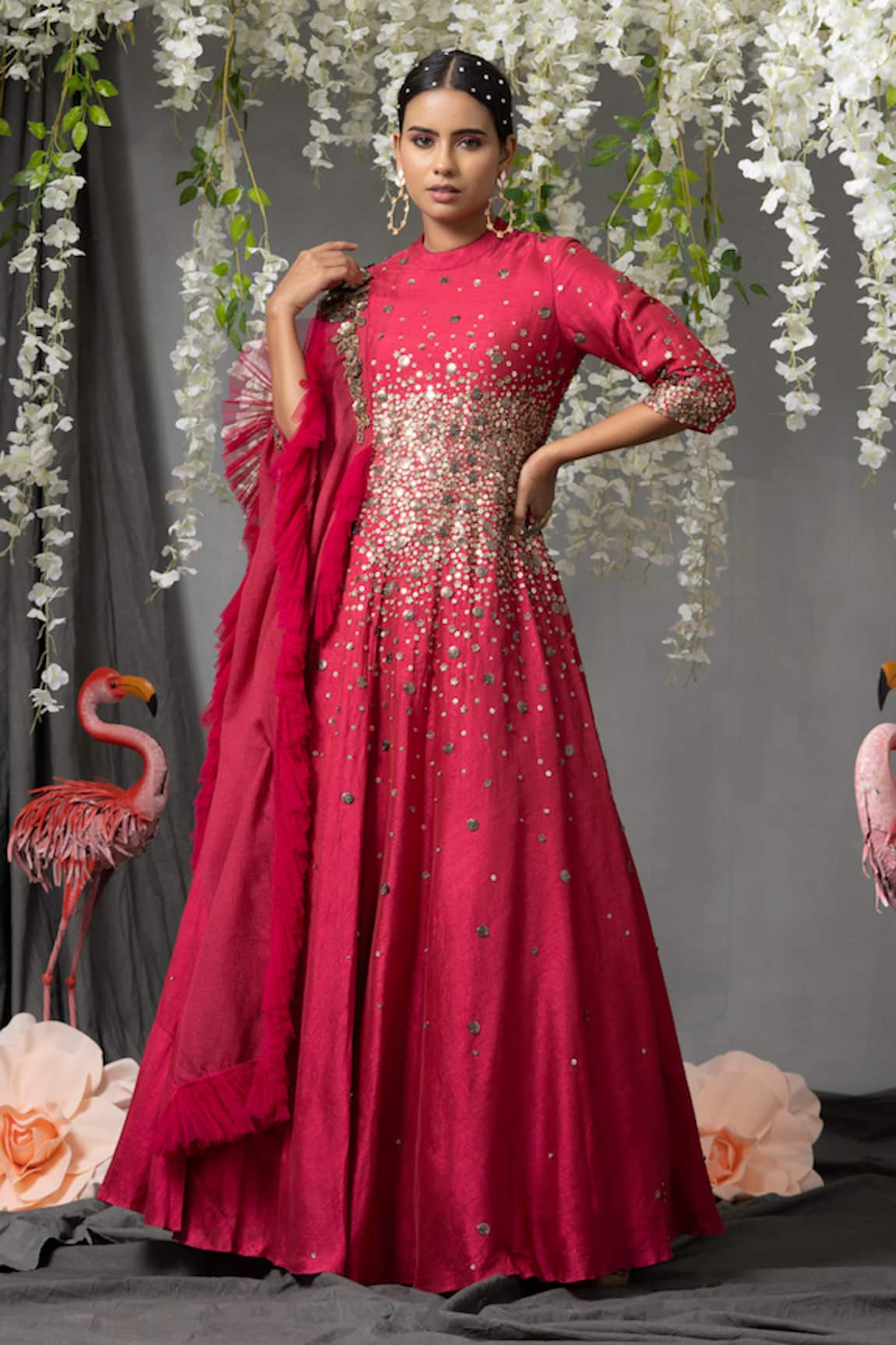 Abstract By Megha Jain Madaan Sequin Embroidered Draped Anarkali