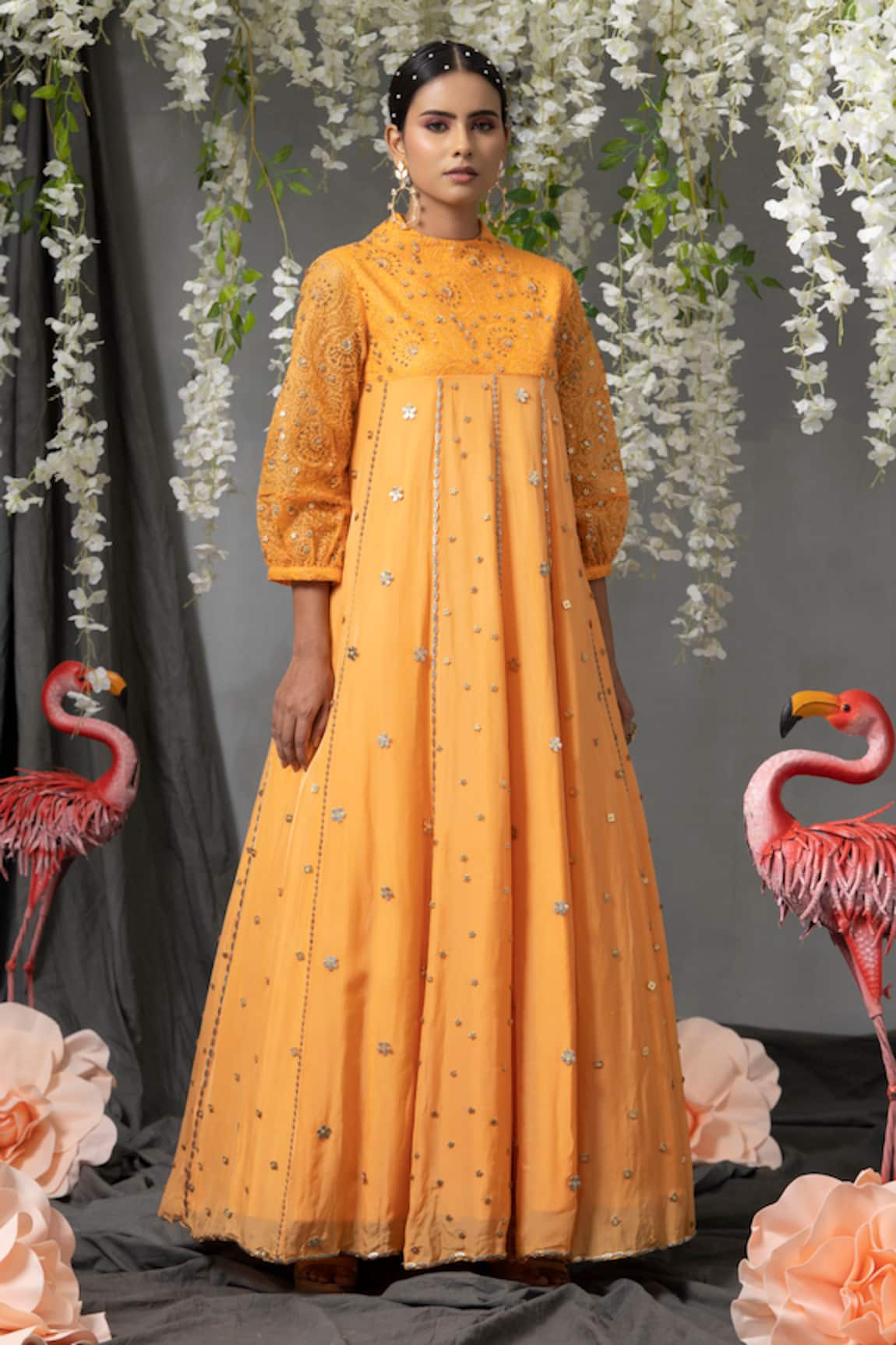 Abstract By Megha Jain Madaan Flared Embellished Gown 
