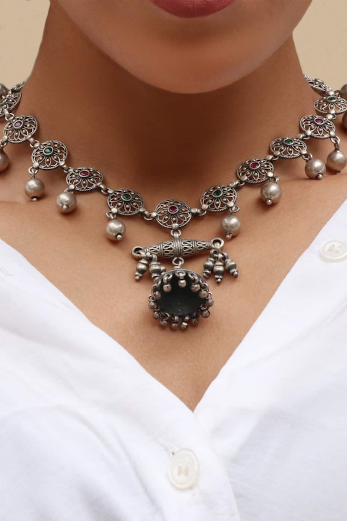 Noor Stone Embellished Pendant Necklace