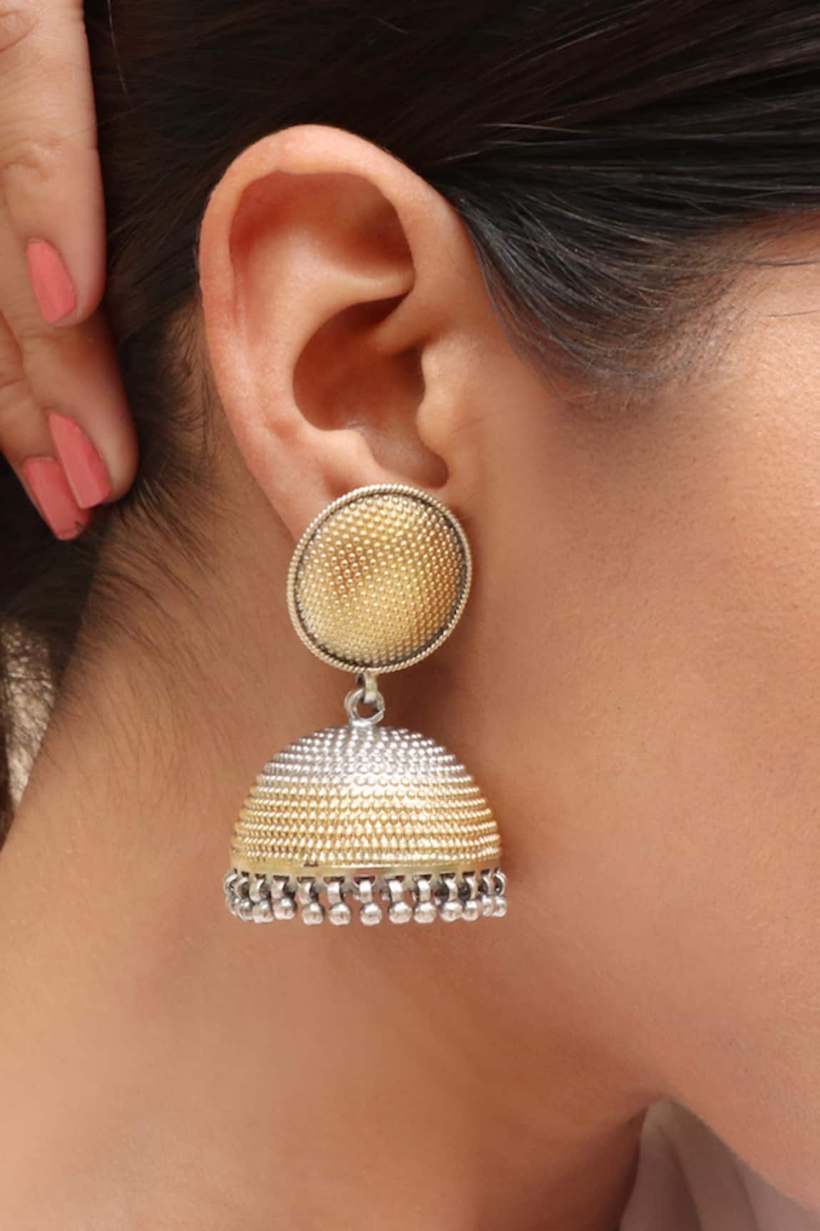 Noor Dual Tone Rawa Embellished Jhumkas 