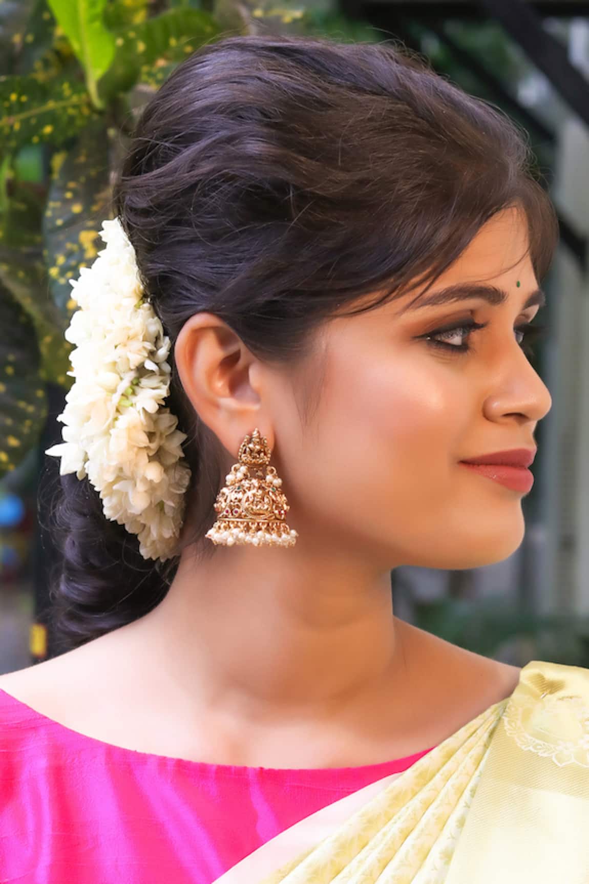 Ishhaara Gold Carved Temple Jhumkas