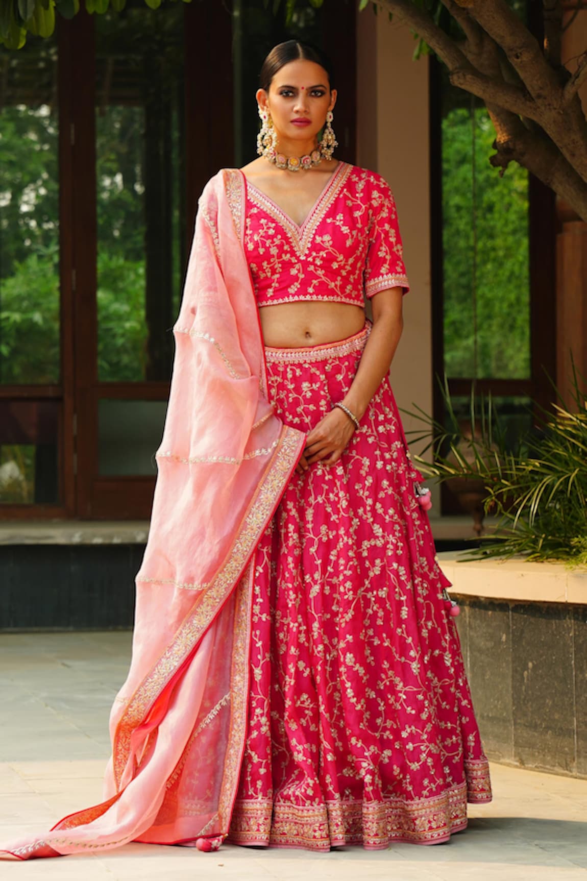 Kyra by Bhavna Gota Embroidered Blouse Lehenga Set