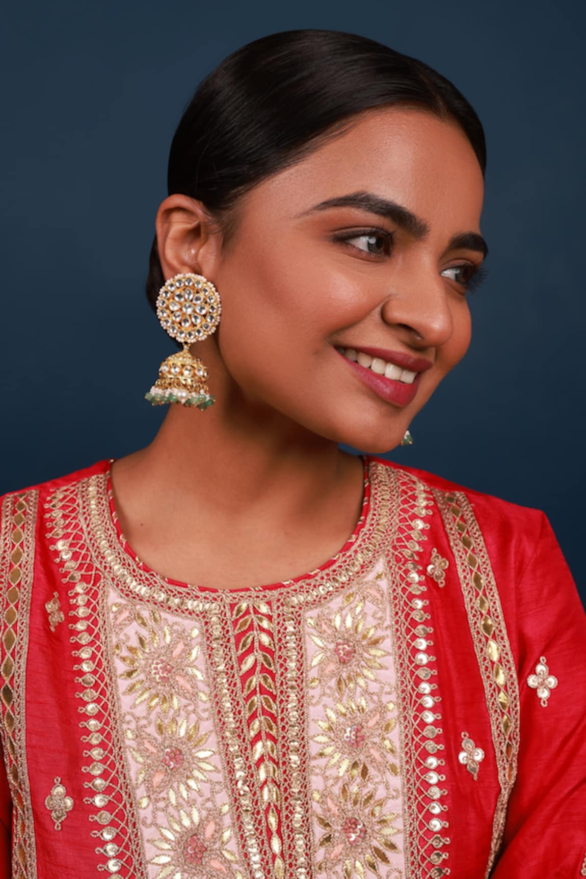 Namasya Kundan Embellished Jhumkas