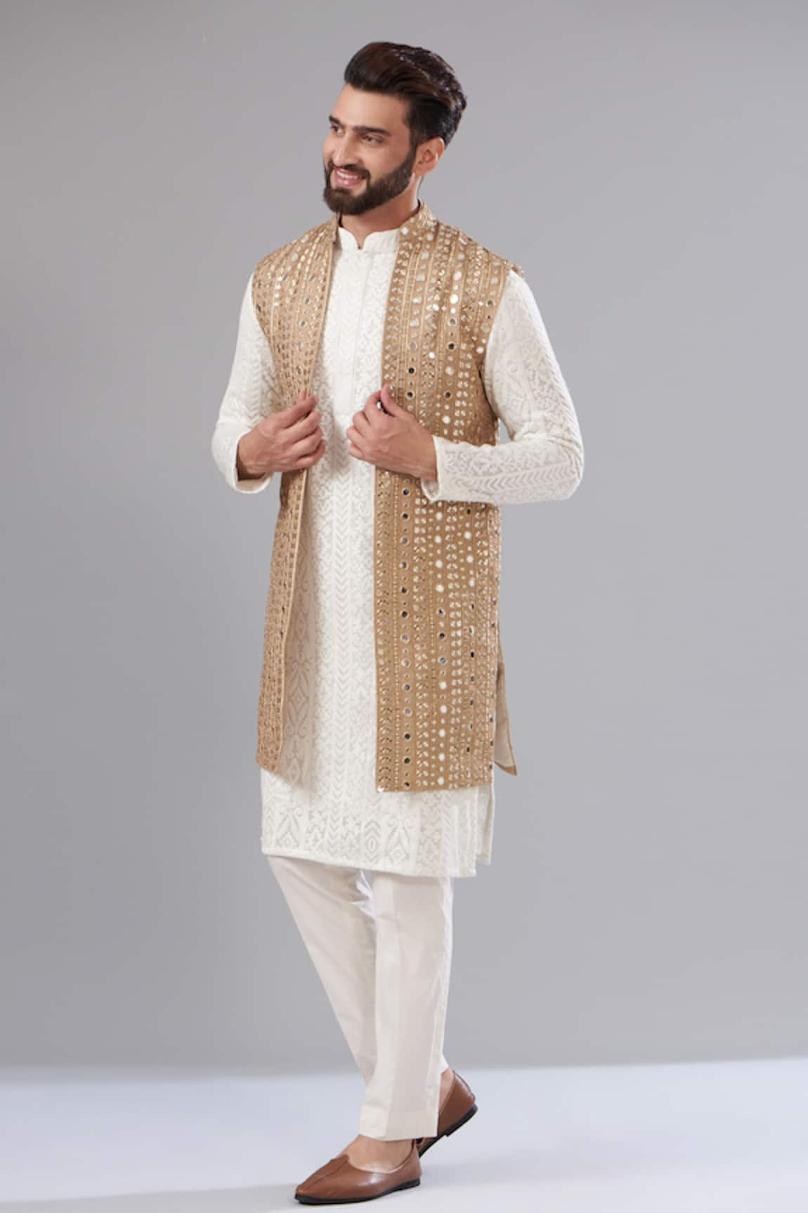 Kasbah Zari & Mirror Work Nehru Jacket