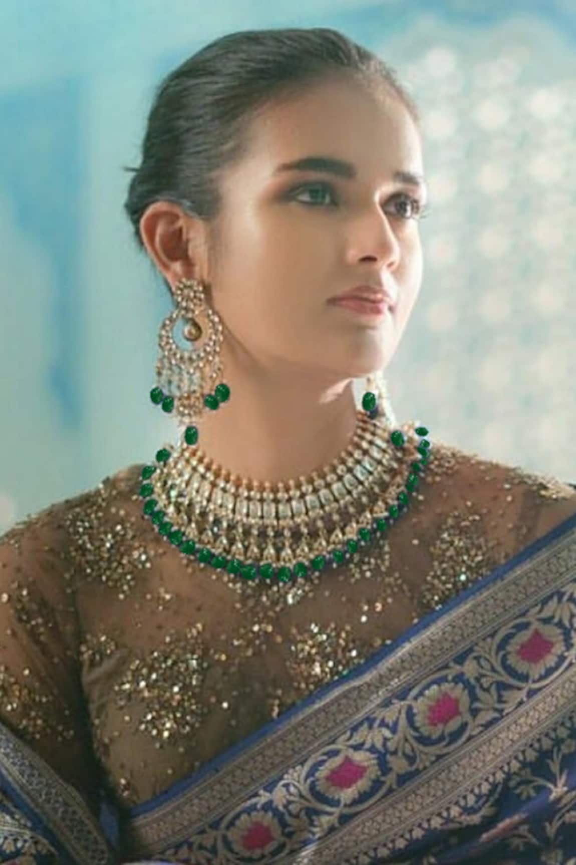 Riana Jewellery Stone Choker Set 