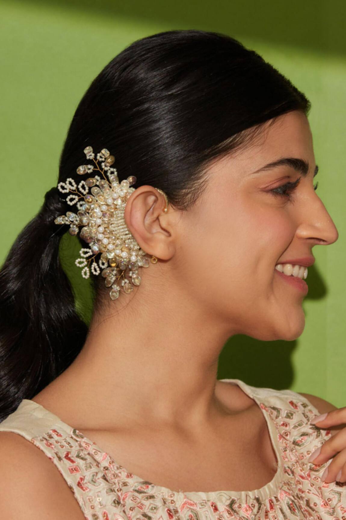 House of D'oro Pearl Embellished Ear Cuff - Single Pc