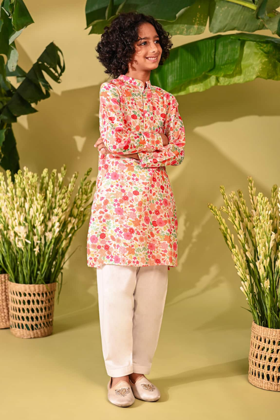 Mini Trails Floral Print Kurta & Salwar Set